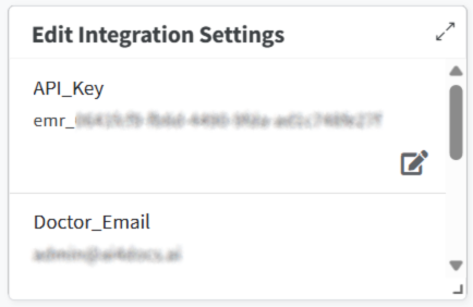 Smart EMR Setup Edit Integration Settings
