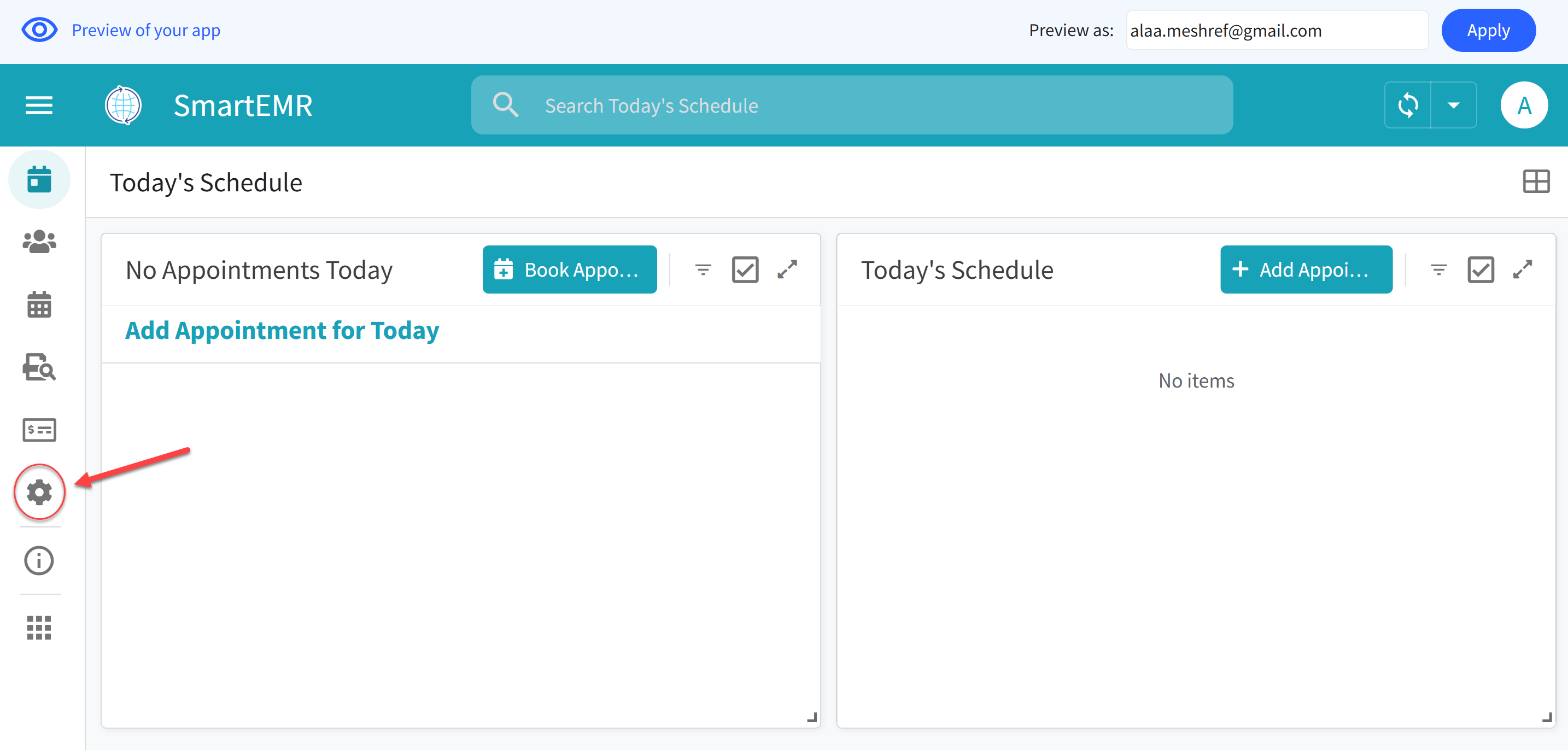 Open Setup from hamburger menu