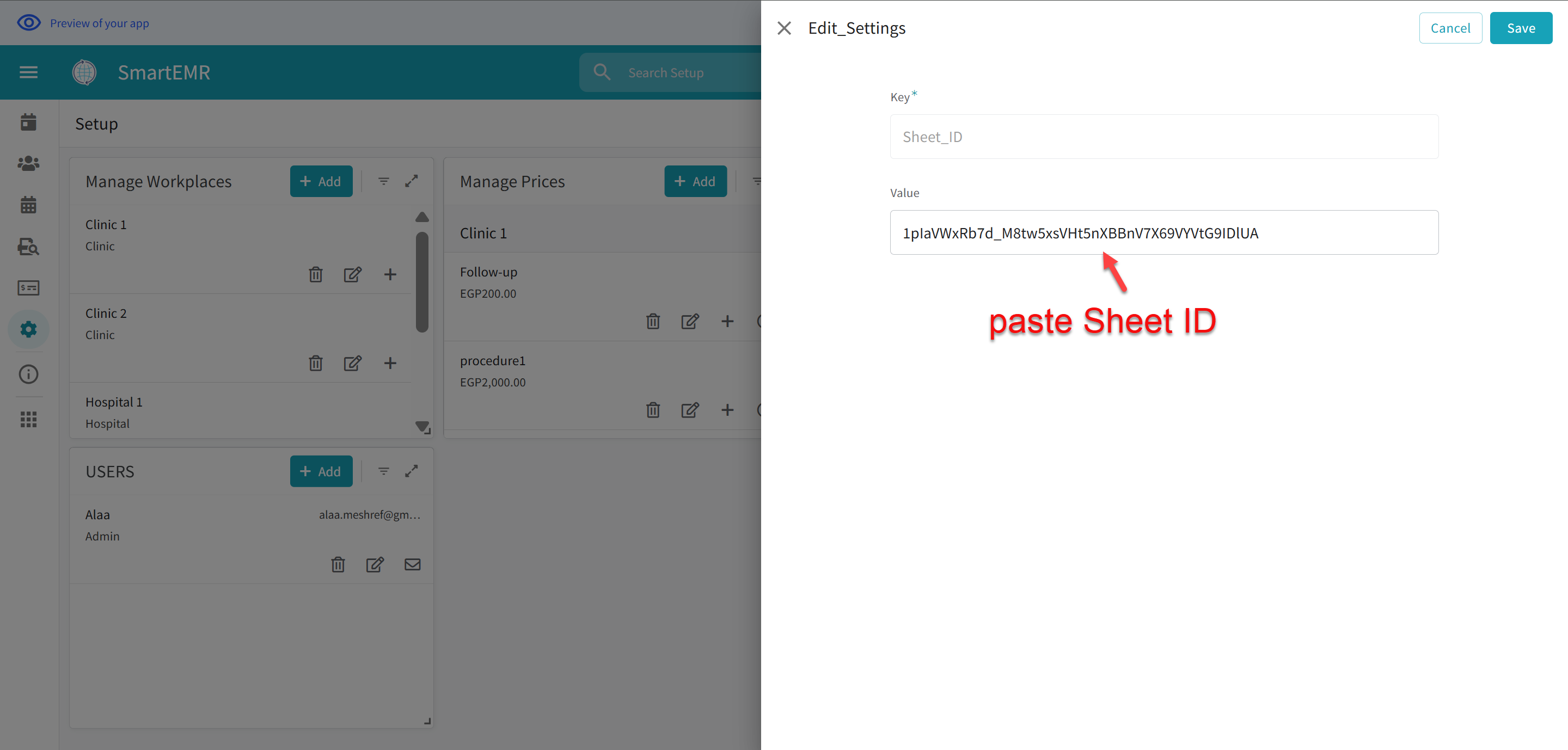 Paste the Sheet ID value