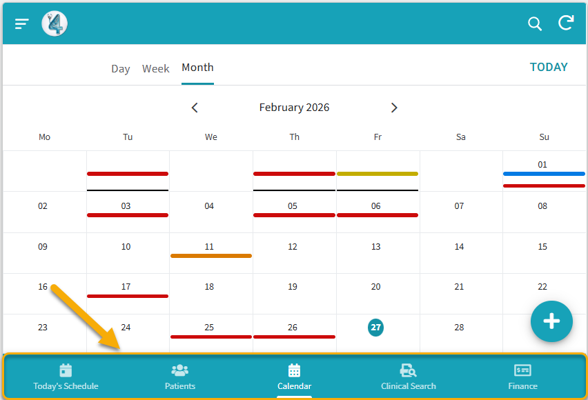 Smart EMR main navigation