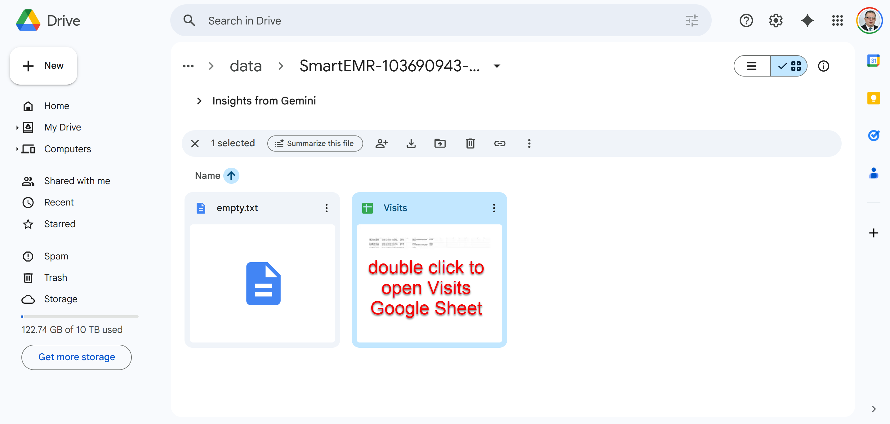 Open Visits Google Sheet