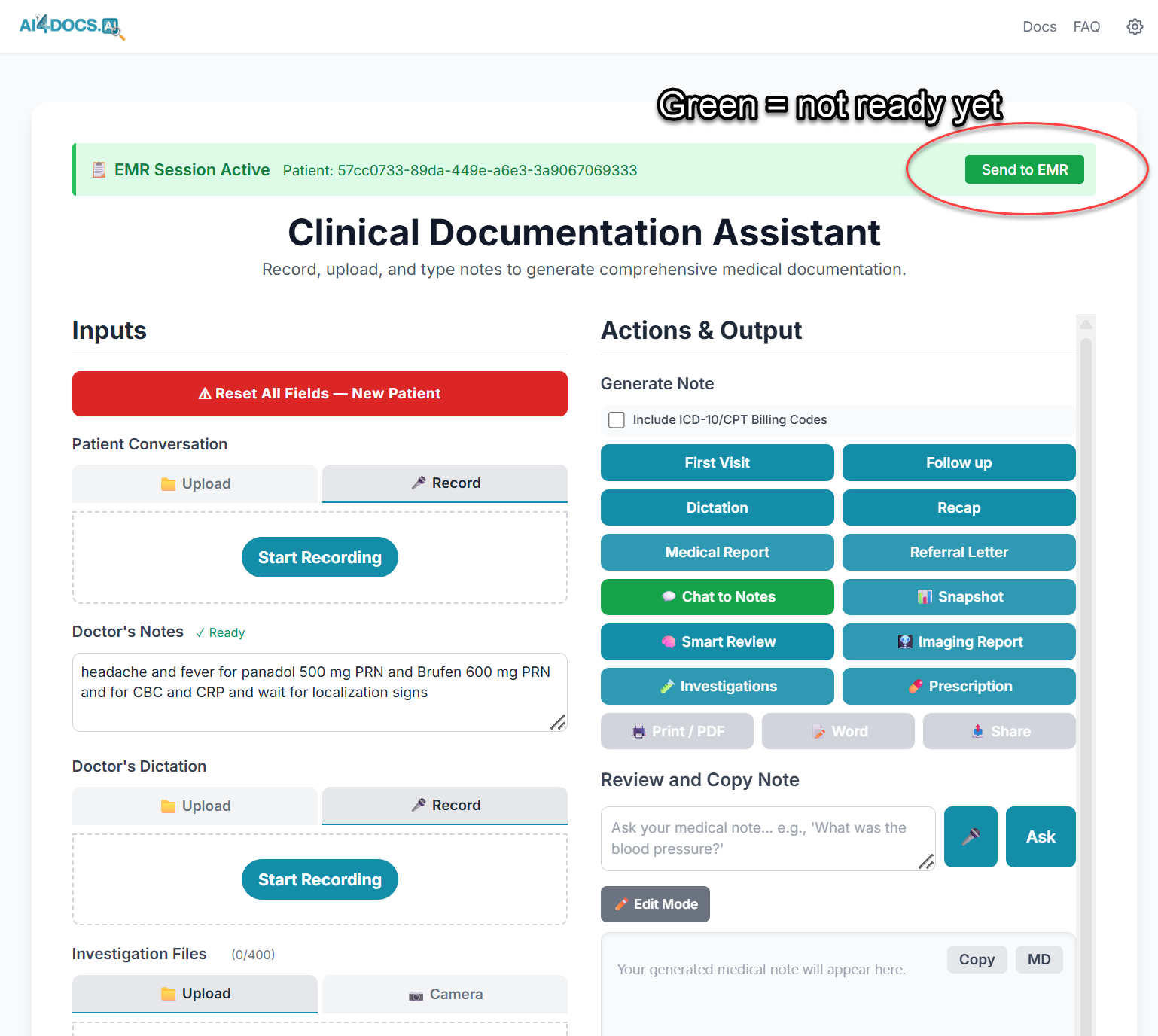 Green notification - not ready