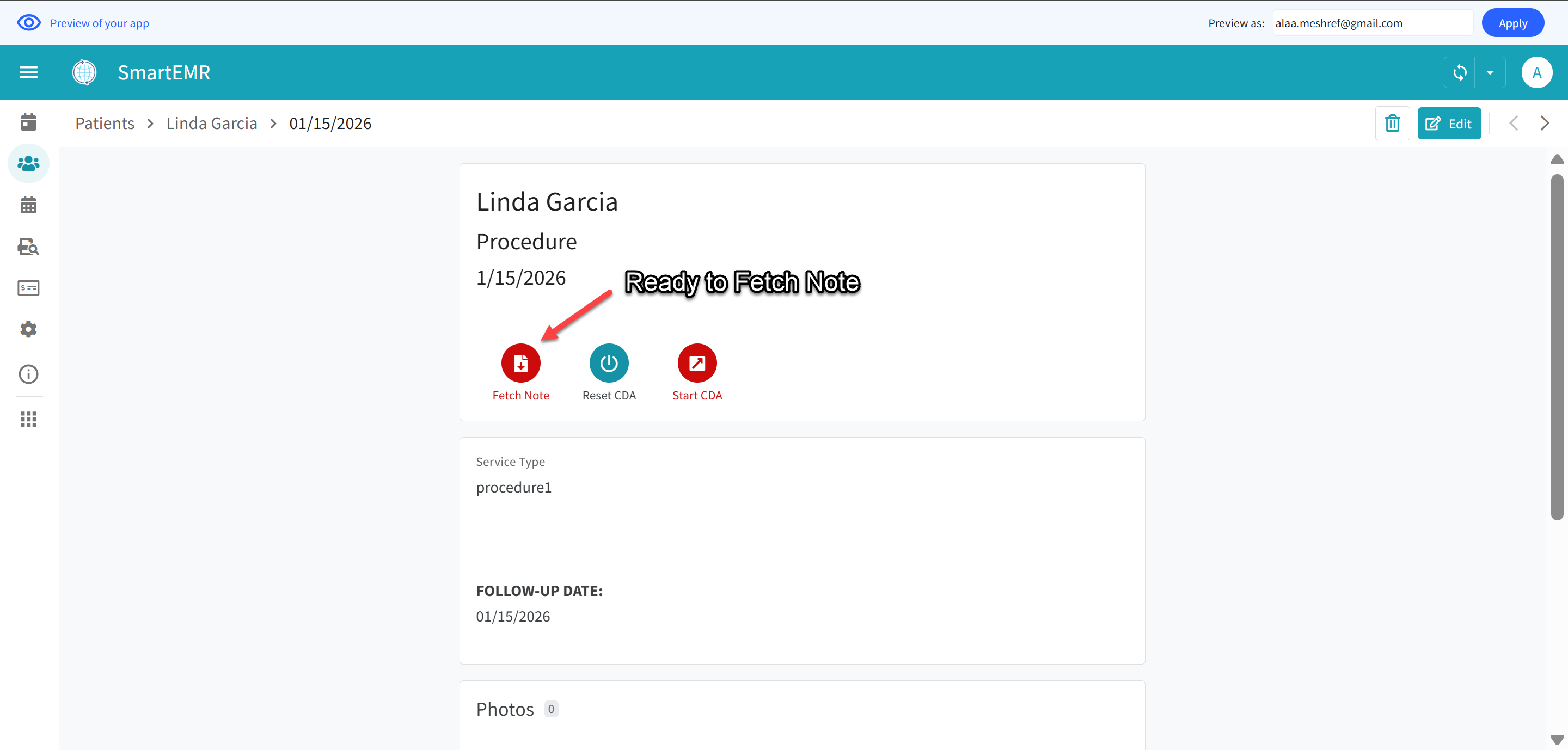 Fetch Note button ready