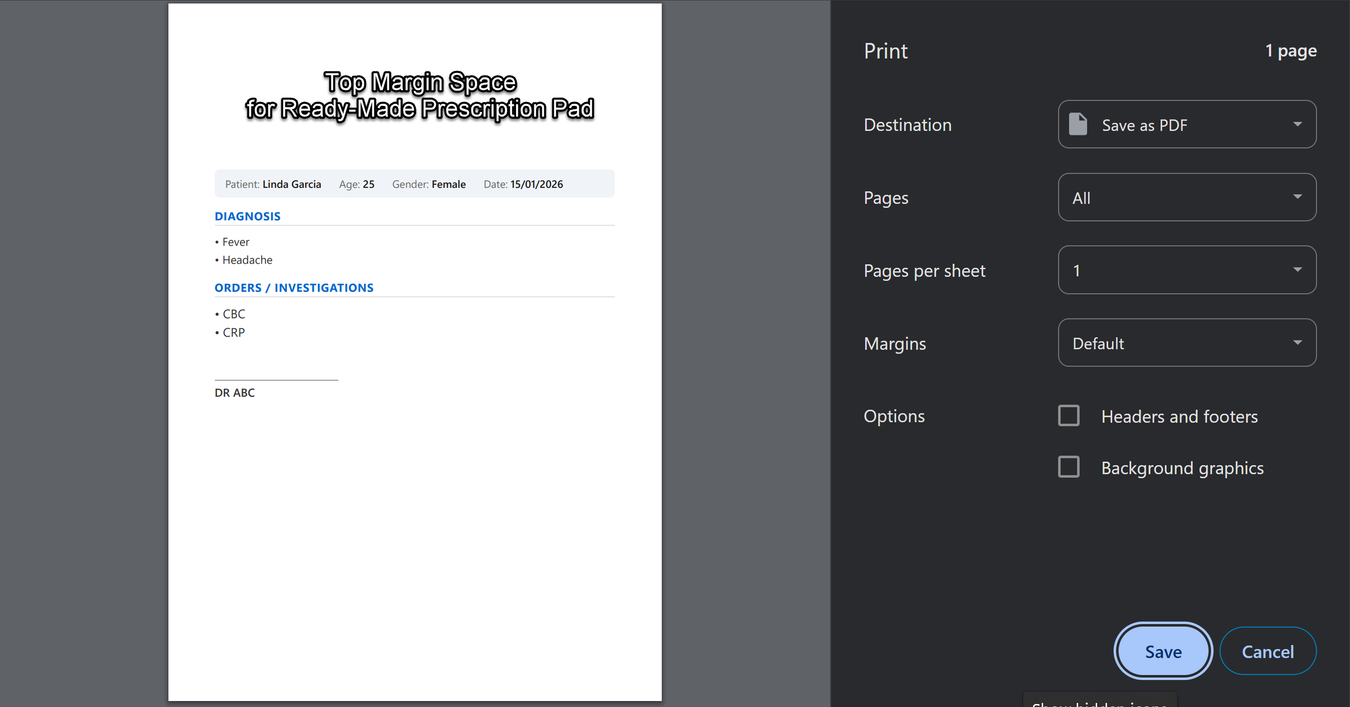 Content Only print mode