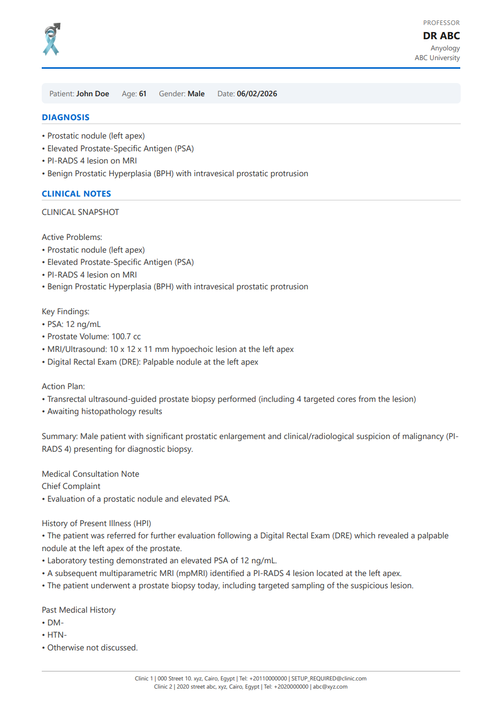 Printed Medical Report on A4 paper